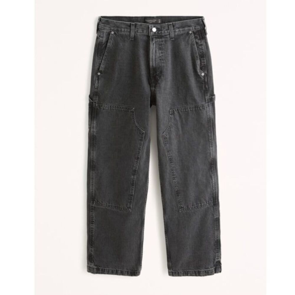 Abercrombie & Fitch Authentic Rigid Denim Baggy Carpenter Jeans Gray 32x30